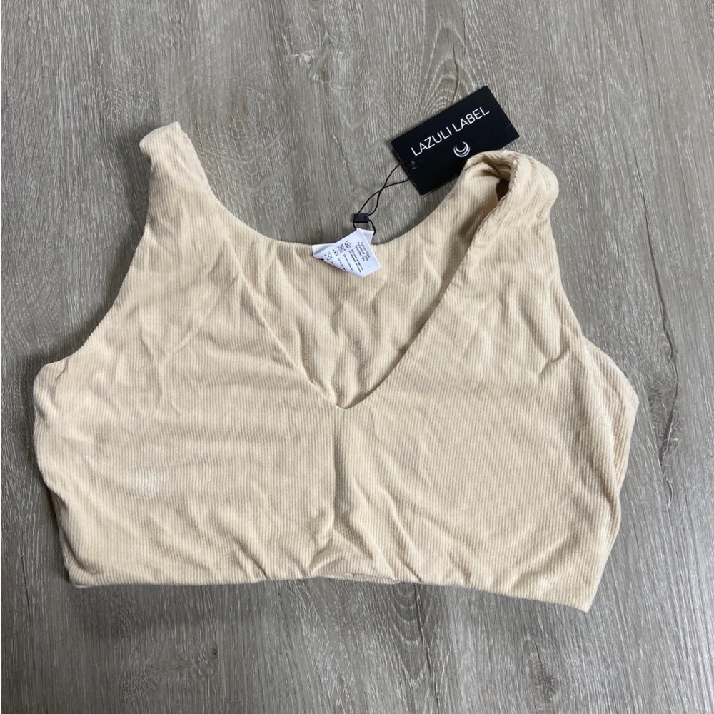 NWT Lazuli Label Beige Crop top medium